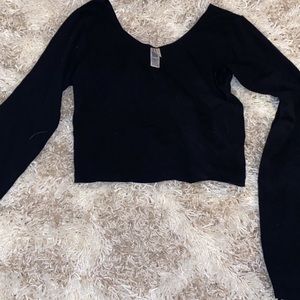 Black American Apparel Long Sleeve Crop Top